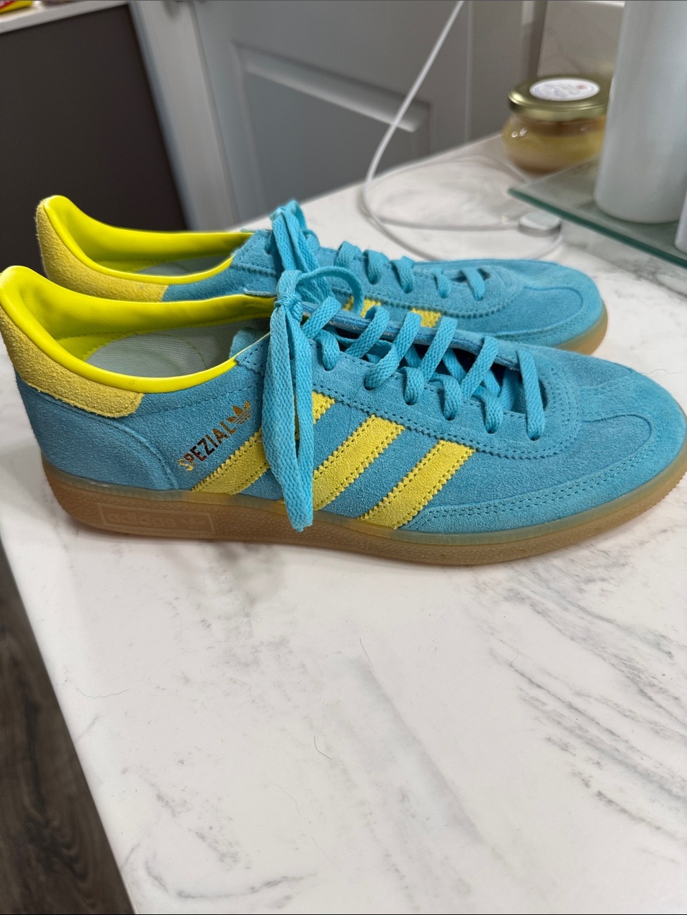 adidas Spezial Suede Sneakers in Turquoise & Yellow